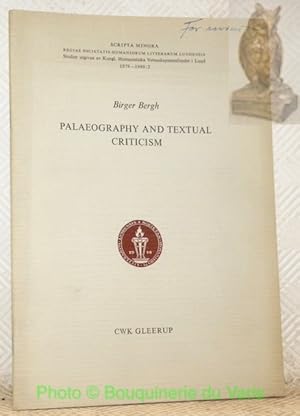 Imagen del vendedor de Palaeography and Textual Criticism. Scripta Minora, Regiae Soceitatis Humaniorum Litterarum Lundensis, Studier utgivna av Kungel. Humanistiska Vetenskapssamfundet i Lund 1979-1980: 2. a la venta por Bouquinerie du Varis