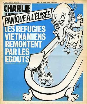 "CHARLIE HEBDO N°449 du 21/6/1979" CABU: PANIQUE A L'ÉLYSÉE ! LES RÉFUGIÉS VIETNAMIENS REMONTENT ...