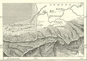 Mountains and Passes of Astrabad,1882 Antique Intext Map