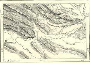 Kermanshah in western Iran, near the border with Iraq ,1882 Antique Intext Map