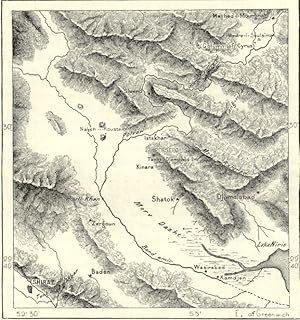 Shiraz and Persopolis,1882 Antique Intext Map