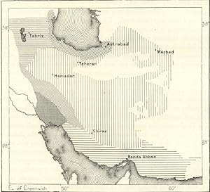 Types of fauna in Persia or Iran,1882 Antique Intext Map