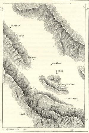 Yezd in the Yazd Province of central Iran,1882 Antique Intext Map