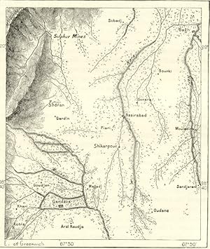 Kachi-Gandava Oasis in Baluchistan,1882 Antique Intext Map