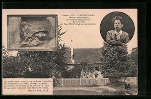 Carte postale Fresselines, Maison de Maurice Rollinat, son Portrait de et Bas-Relief érigé en sa ...