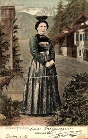 Ansichtskarte / Postkarte Bregenzerwälderin, österreichische Tracht, Frau-Portrait