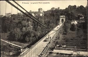 Bild des Verkufers fr Ansichtskarte / Postkarte Freiburg Stadt Freiburg Schweiz, Die groe Hngebrcke zum Verkauf von akpool GmbH