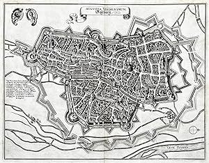 "Augusta Vindelicorum. Augspurg." - Augsburg Stadtplan Vogelschau