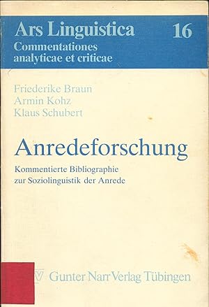 Bild des Verkufers fr Anredeforschung Kommentierte Bibliografie zur Soziolinguistik der Anrede zum Verkauf von avelibro OHG