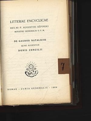 Bild des Verkufers fr Litterae Encyclicae: De Gaudiis Nataliciis. . Donis Concilii. zum Verkauf von Antiquariat Bookfarm