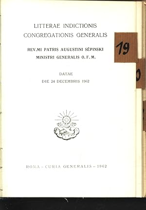 Bild des Verkufers fr Litterae indicationis Congregatianis Generalis . . 24 Decembris 1962. zum Verkauf von Antiquariat Bookfarm