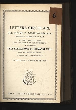 Bild des Verkufers fr Lettera circorale. . . dell'elevazione di Giovanni XXIII. . . 28 Ottobre-4 Novembre 1958 zum Verkauf von Antiquariat Bookfarm