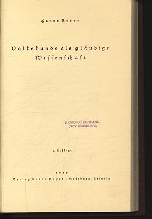 Seller image for Volkskunde als glubige Wissenschaft. 2. Aufl. for sale by Antiquariat Bookfarm