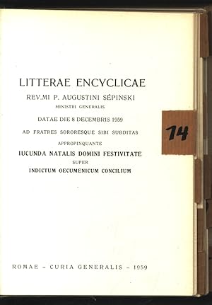 Bild des Verkufers fr Litterae Encyclicae. . . Iucunda Natalis Domini Festivitate. . . zum Verkauf von Antiquariat Bookfarm