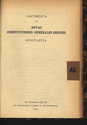 Bild des Verkufers fr Documenta ad novas Constitutiones Gen. Ordinis spectantia. zum Verkauf von Antiquariat Bookfarm