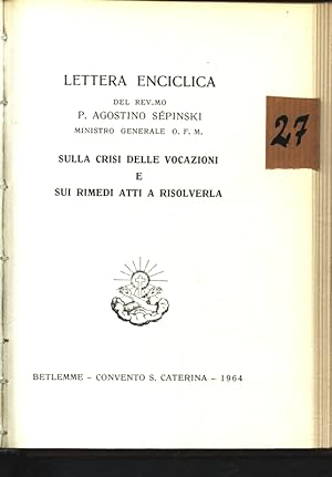 Bild des Verkufers fr Letters Enciclica sulla crisi delle vocazieoni. zum Verkauf von Antiquariat Bookfarm