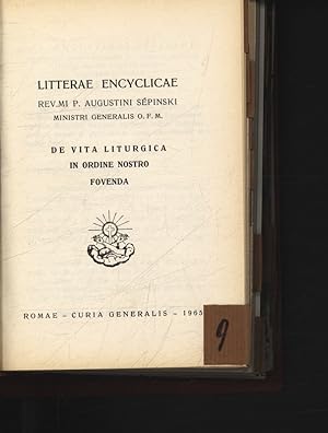 Bild des Verkufers fr Litterae Encyclicae: Vita litrgica. . . . . zum Verkauf von Antiquariat Bookfarm