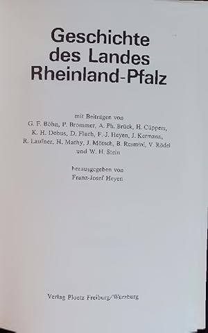 Bild des Verkufers fr Geschichte des Landes Rheinland-Pfalz. zum Verkauf von Antiquariat Bookfarm