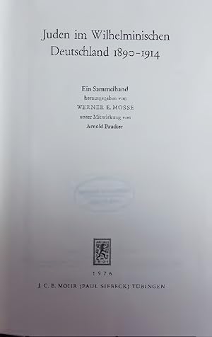 Bild des Verkufers fr Juden im Wilhelminischen Deutschland 1890-1914. zum Verkauf von Antiquariat Bookfarm