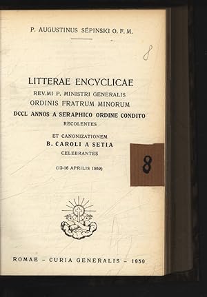 Bild des Verkufers fr Litterae Encyclicae. . . DCCL annos a sera-phico Ordine condito. . . (12-16 Aprilis 1959) zum Verkauf von Antiquariat Bookfarm