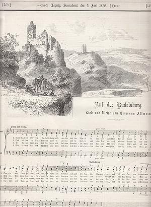 Auf der Rudelsburg. Lied und Weie von Hermann Allmers. Noten mit Text und eine schöne Abbildung d...