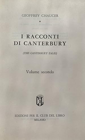 Immagine del venditore per I racconti di Canterbury. Volume secondo venduto da librisaggi