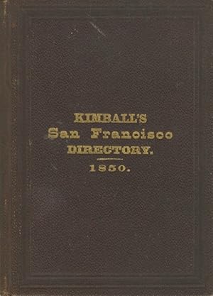 Bild des Verkufers fr THE SAN FRANCISCO CITY DIRECTORY SEPTEMBER 1, 1850. zum Verkauf von Andrew Cahan: Bookseller, Ltd., ABAA