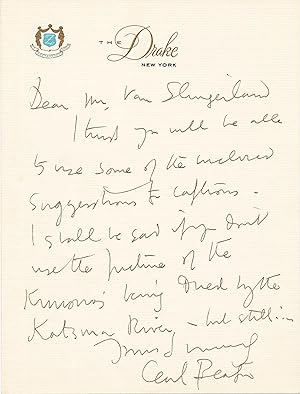 Cecil Beaton. Two Autograph Letters Signed, with descriptions for Look magazine photographs, and ...