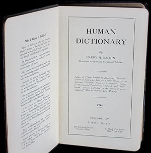 Image du vendeur pour Human Dictionary mis en vente par Washington Square Autographed Books