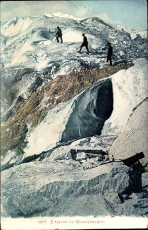 Ansichtskarte / Postkarte Kt Wallis Schweiz, Rhonegletscher, Eisgrotte