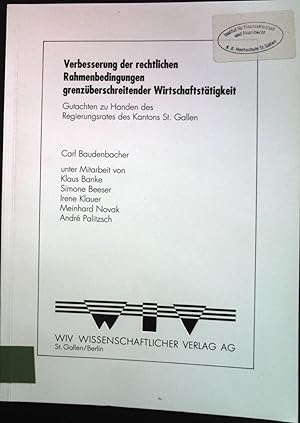 Seller image for Verbesserung der rechtlichen Rahmenbedingungen grenzberschreitender Wirtschaftsttigkeit. for sale by books4less (Versandantiquariat Petra Gros GmbH & Co. KG)