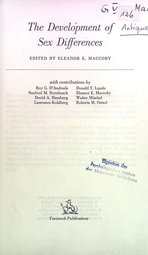 Imagen del vendedor de The Development of Sex Differences; Stanford Studies in Psychology; 5; a la venta por books4less (Versandantiquariat Petra Gros GmbH & Co. KG)