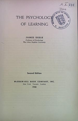 Seller image for The Psychology of Learning. McGraw-Hill Series of Psychology for sale by books4less (Versandantiquariat Petra Gros GmbH & Co. KG)
