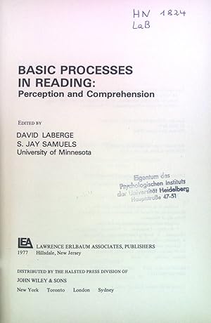 Bild des Verkufers fr Basic Processes in Reading: Perception and Comprehension zum Verkauf von books4less (Versandantiquariat Petra Gros GmbH & Co. KG)