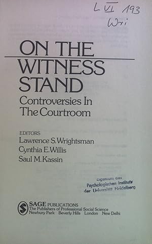 Bild des Verkufers fr On the Witness Stand: Controversies in the Courtroom. zum Verkauf von books4less (Versandantiquariat Petra Gros GmbH & Co. KG)