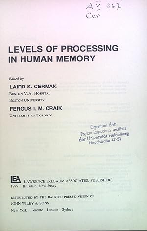 Seller image for Levels of Processing in Human Memory. for sale by books4less (Versandantiquariat Petra Gros GmbH & Co. KG)