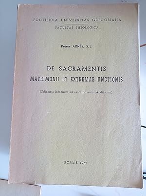 Bild des Verkufers fr De sacramentis matrimonii et extremae unctionis zum Verkauf von librisaggi