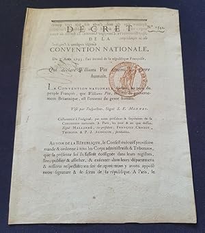 Décret de la Convention Nationale du 7 Aout 1793 , l'an second de la République Françoise qui déc...