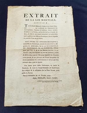 Placard révolutionnaire -Extrait de la loi martiale - Dunkerque 1792