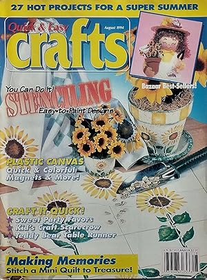 Bild des Verkufers fr Quick & Easy Crafts Magazine: August 1994 zum Verkauf von Kayleighbug Books, IOBA