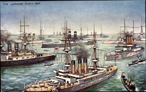 Seller image for Knstler Ansichtskarte / Postkarte Japanische Kriegsschiffe, Japanische Kriegsflotte 1906, Russisch Japanischer Krieg for sale by akpool GmbH
