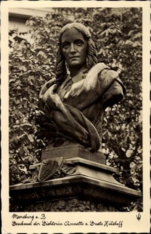 Bild des Verkufers fr Ansichtskarte / Postkarte Meersburg am Bodensee, Denkmal der Dichtertin Annette v. Droste Hlshoff zum Verkauf von akpool GmbH