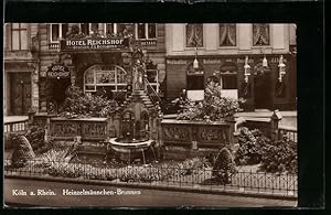 Imagen del vendedor de Ansichtskarte Kln a. Rh., Heinzelmnnchen-Brunnen und Hotel Reichshof a la venta por Bartko-Reher