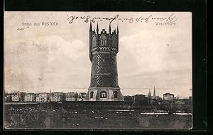 Ansichtskarte Rostock, Wasserturm mit Ortsansicht