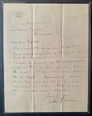 Bild des Verkufers fr A I-Pg. Louis Sullivan Autograph Letter Signed zum Verkauf von APPLEDORE BOOKS, ABAA