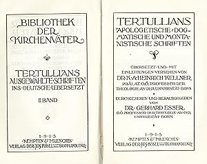 Tertullians apologetische, dogmatische und montanistische Schriften - II.Band (Originalausgabe 1915)