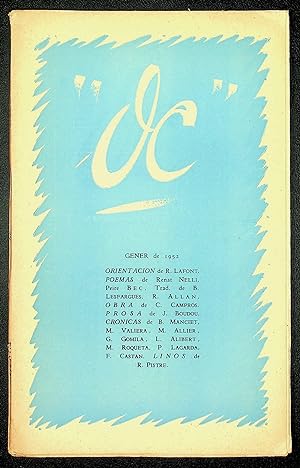 Image du vendeur pour OC. Revista de las Letras Occitanas n15, gener de 1952 mis en vente par LibrairieLaLettre2