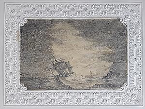 Seestück, feine Miniaturzeichnung von 1827