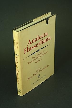 Bild des Verkufers fr Analecta Husserliana, I : The yearbook of phenomenological research. Volume 1. Edited by Anna-Teresa Tymieniecka zum Verkauf von Steven Wolfe Books