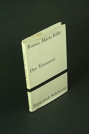 Imagen del vendedor de Das Testament - DAMAGED COPY. Edition und Nachwort von Ernst Zinn a la venta por Steven Wolfe Books